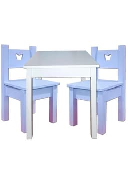 Mesa Infantil Blanca con 2 Sillas Lilas