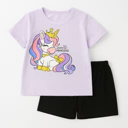 Set Happy Princess de camiseta lavanda y shorts negros para chicas Multicolor 18-24 MESES