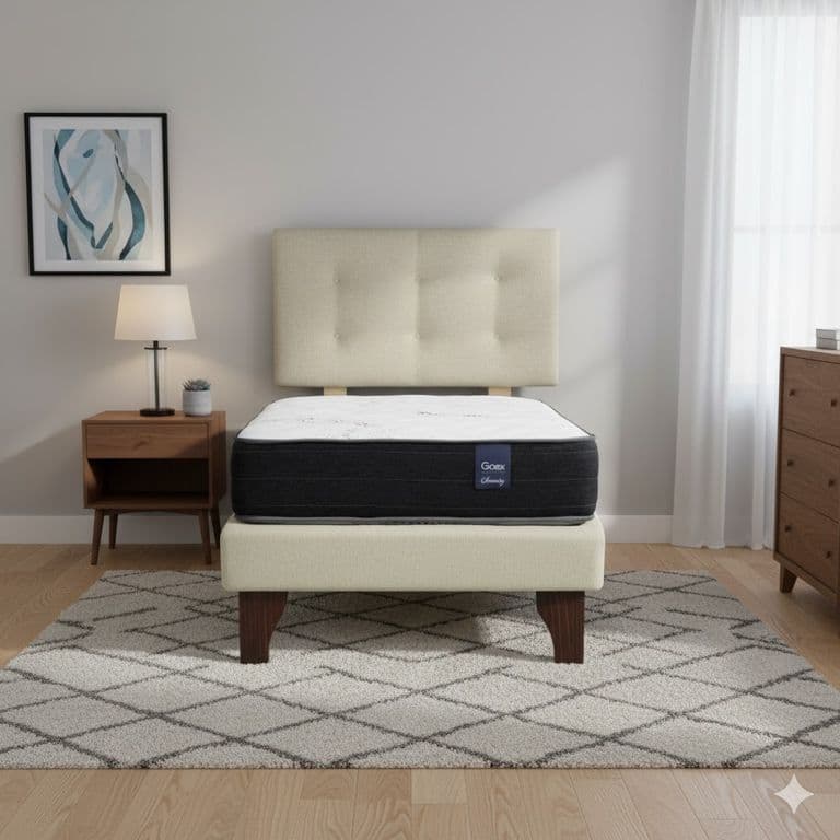 Cama Europea 1 Plaza 190 Respaldo Berna