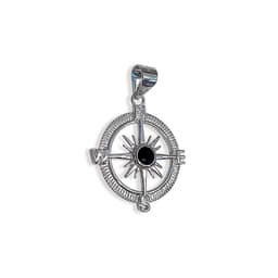 Colgante Rosa De Los Vientos Circon Negro Plata Fina 925 Plateado TALLA UNICA