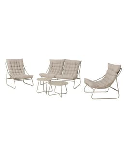 Set de Terraza 4 Piezas con Cojines Acolchados Beige