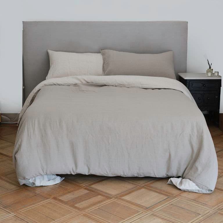 Funda de Plumon Lino Reversible Lineas Beige Super King Beige SUPER KING
