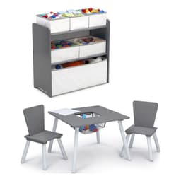 Set juego de mesa y organizador infantil 6 contenedores Gris/Blanco con almacenaje Gris claro