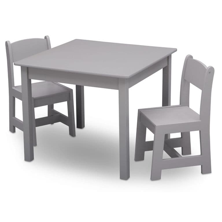Juego de mesa y 2 sillas infantil gris Gris claro