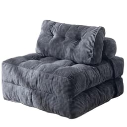 Silla Sofa Cama 187x85cm Puff Plegable Acolchada Hogar Gris cemento