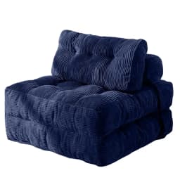 Silla Sofa Cama 187x85cm Puff Plegable Acolchada Hogar Azul marino