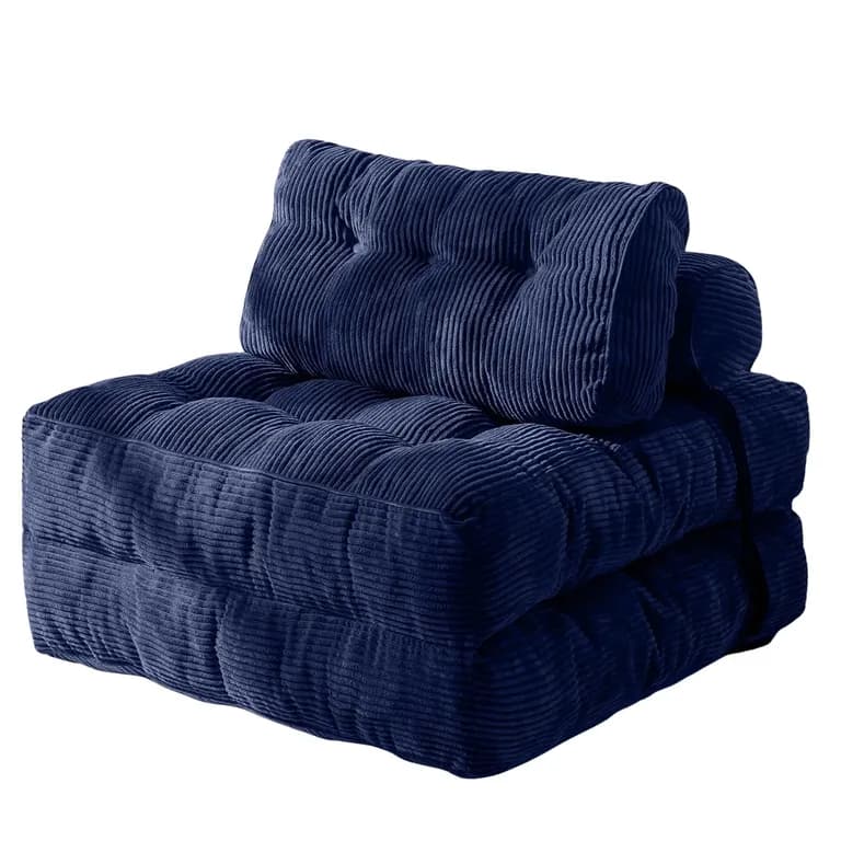 Silla Sofa Cama 187x85cm Puff Plegable Acolchada Hogar Azul marino