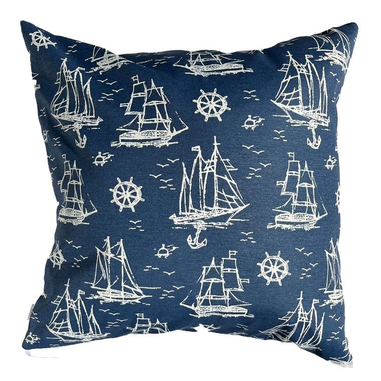 Funda Cojin Decorativo Diseno Barcos Azul 60x60