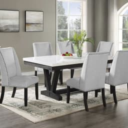 Juego de Comedor 6 Sillas Moderno Rodeus Marmol Blanco