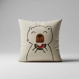 Cojin capibara pintado a mano en lona impermeable y con relleno antialergico 26 cm