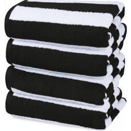 Set De 4 Toalla De Playa Algodon 150x75 Cm Xl Viaje Grande Rayada Negro