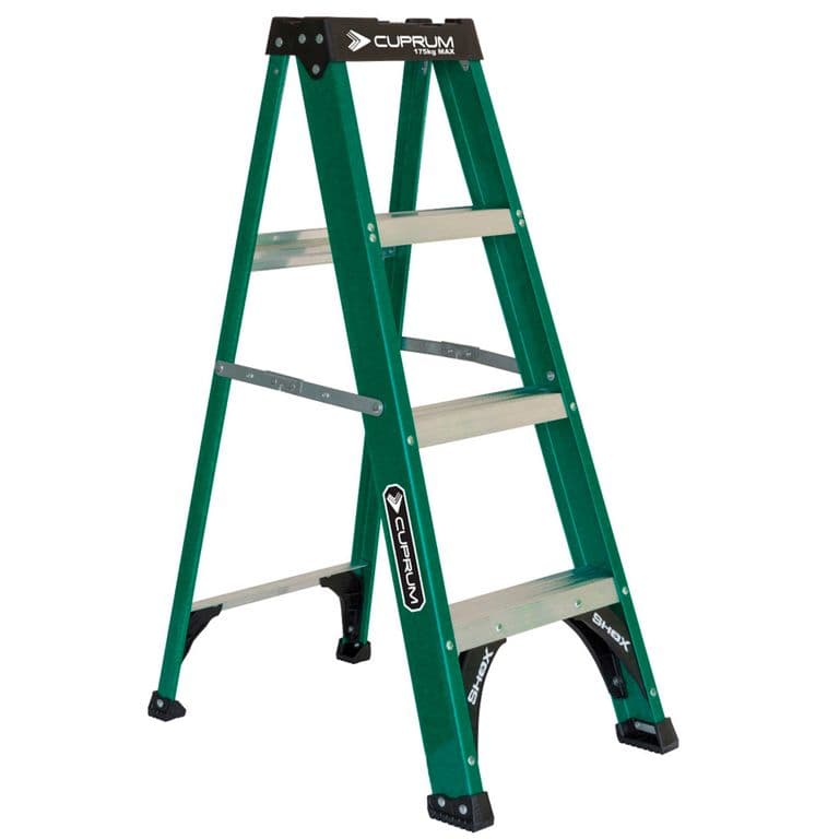 Escalera Dielectrica Tijera Fibra Vidrio 4 Peldanos 175 Kgs