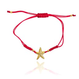 Pulsera Estrella De Mar Satinada Enchapada Oro 18K Cordon Rojo Dorado TALLA UNICA