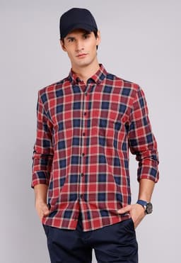 Camisa Cuadros Manga Larga Rojo S