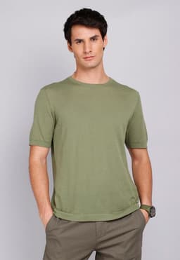 Polera Tejida Cuello Redondo Verde Oliva S