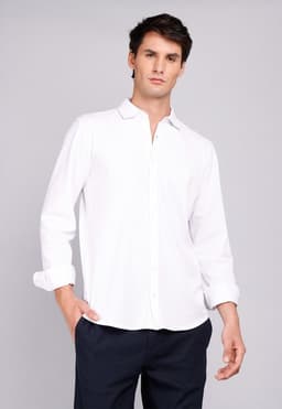 Camisa Pique Lisa Spandex Blanco S