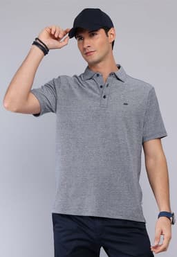 Polera Melange Manga Corta Azul Marino S