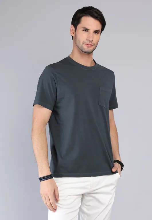 Polera Cuello Redondo Stone Wash Gris Oscuro S