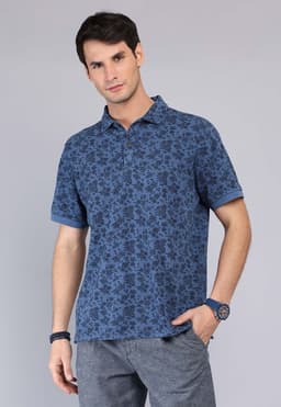 Polera Pique Stone wash Azul Marino S