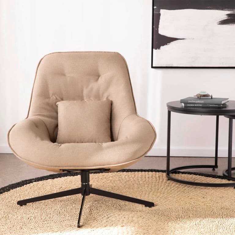 Sitial Giratorio Cherry Respaldo Capitone Beige