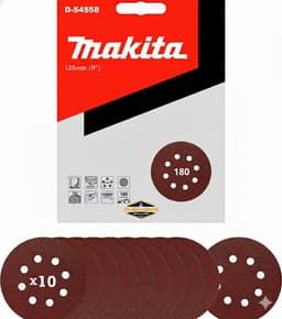 10 Discos Lija Con Velcro 125mm (5) Grano 180 D-54558