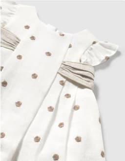 Conjunto Vestido bordado + cubrepanal a juego para beba Blanco 0-1 MES