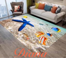 ALFOMBRA ANTIDESLIZANTE 3D CON HERMOSO DISENO ESTRELLA DE MAR 160CM X 200CM.