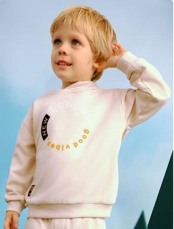 Sudadera texto con gorro nino Blanco 4 ANOS