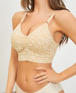 Sujetador Albaricoque con Espalda al Aire Estilo Casual y Funcional Cafe Claro XL