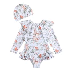 Traje de Bano Nina 2 Piezas Estampado Bosque  Beige 5 ANOS