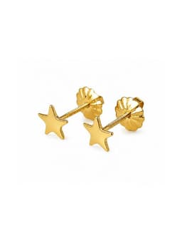 Aros Estrella 5mm Oro 18k Atornillados 0.80gr Mujer Nina juvenil Hipoalergenicos