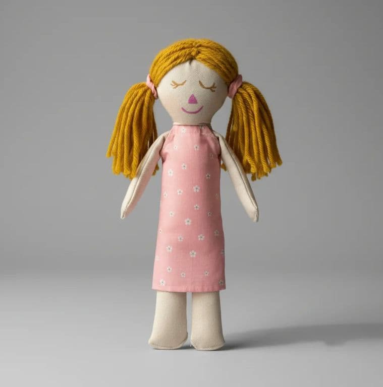 Mi primera muneca llamada Celeste Waldorf & Montessori 32cm Lona relleno antialergico pintada a mano