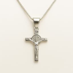 Collar Crucifijo San Benito 50cm Plata 925 Plateado TALLA UNICA