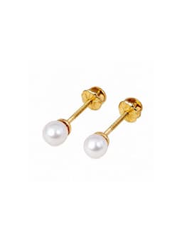 Aros Perla Cultivada Casquillo 3mm N1 Oro 18K Atornillados 0.70gr Mujer Nina Elegantes