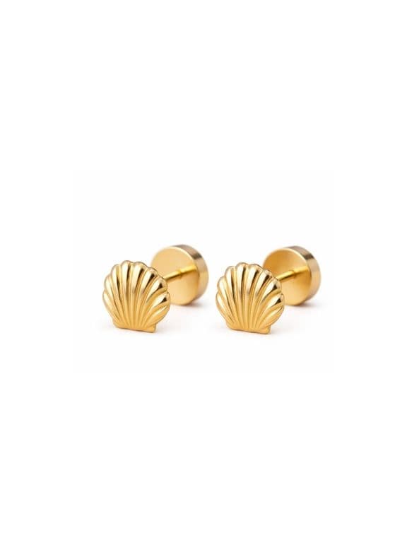 Aros Ostras Abridores 5mm Oro 14K A Presion Bebe Nina Hipoalergenicos