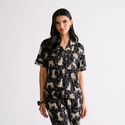 Set Pijama Camisero Tigres Dreamy Negro XS