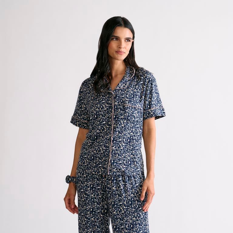 Set Pijama Camisero Animal Print Dreamy Azul XS