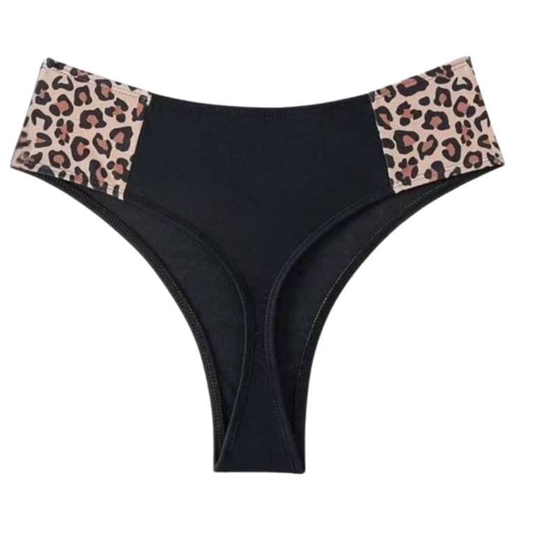 Traje de Bano Mujer Animal print Bikini Tiro Extra Alto Colaless 8413 Negro 36