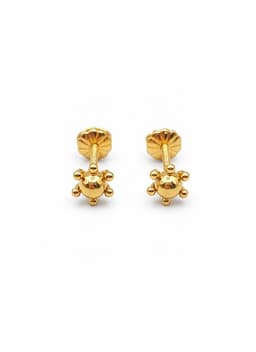 Aros Bolita Pistilo 4mm No1 Oro 18K Atornillados 0.90gr Mujer Nina Hipoalergenicos