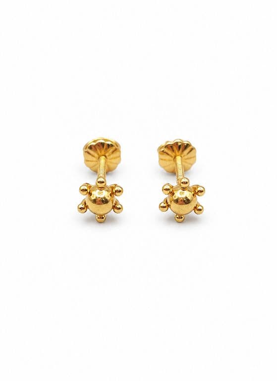 Aros Bolita Pistilo 4mm No1 Oro 18K Atornillados 0.90gr Mujer Nina Hipoalergenicos