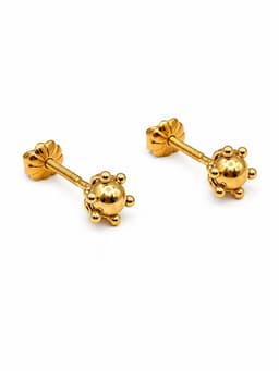 Aros Bolita Pistilo 5mm No2 Oro 18K Atornillados 1.10gr Mujer Hipoalergenicos