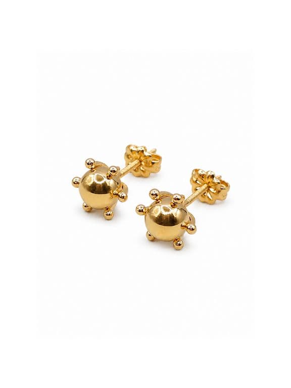 Aros Bolita Pistilo 8mm No5 Oro 18K Atornillados 2.30gr Mujer Hipoalergenicos