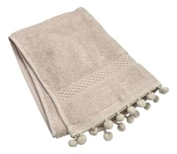 Toalla De Bano Algodon Pompones Toalla Fina Elegante 70x34cm - Beige