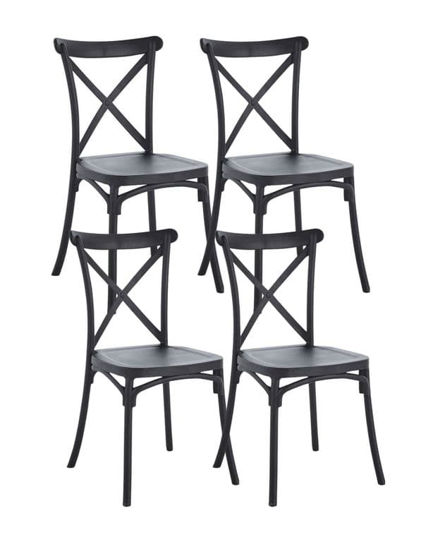 PACK DE 4 SILLA SENA POLIPROPILENO- NEGRO Negro