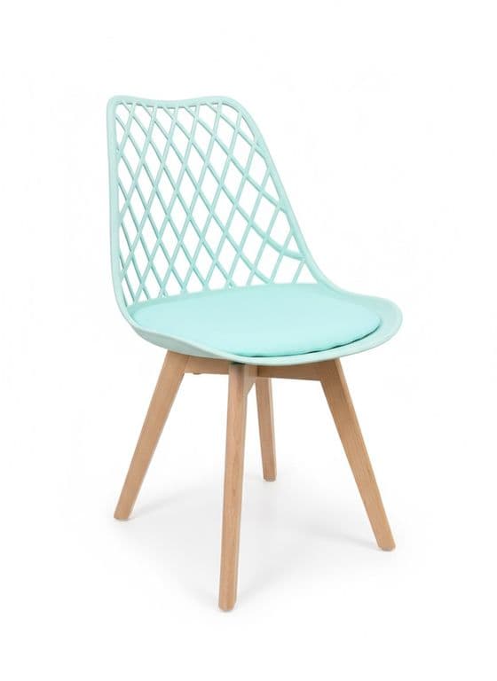 Silla de comedor acolchada Tulip Mesh Verde menta