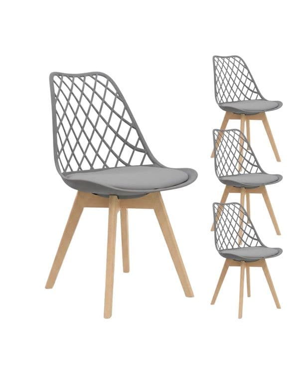 Pack 4 Silla de comedor acolchada Tulip Mesh Gris oscuro