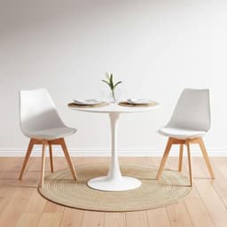 Comedor Mesa Tulip Blanca 80cm + 2 Sillas Tulip Blanca Blanco
