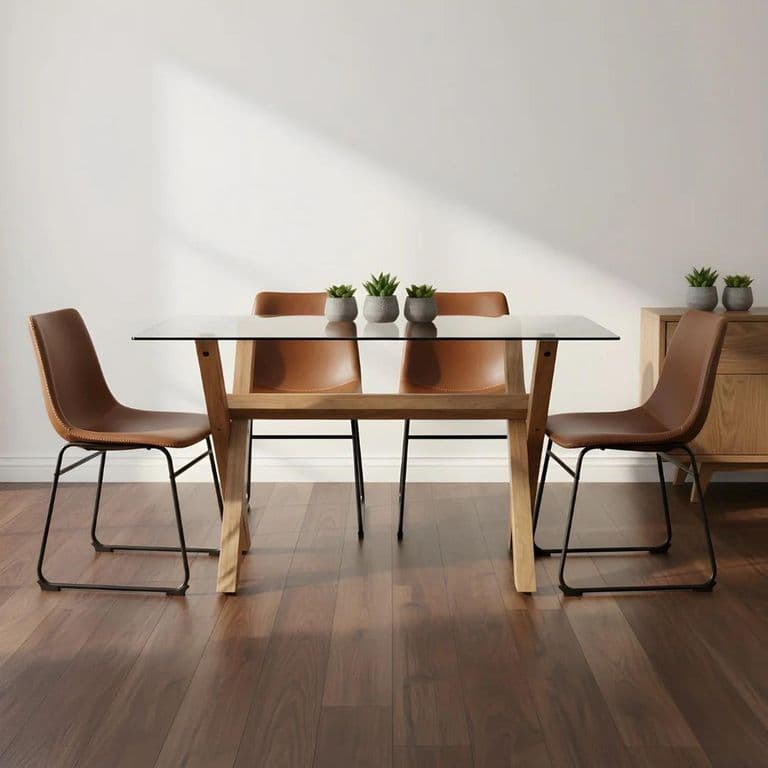 Comedor Mesa Xinia 130X80 + 4 Sillas Toscana Madera clara