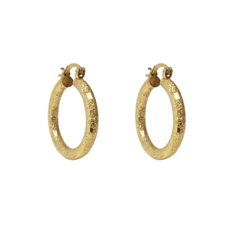 Aro Argolla Facetada Enchapada en oro de 18k 30mm diametro Dorado 30
