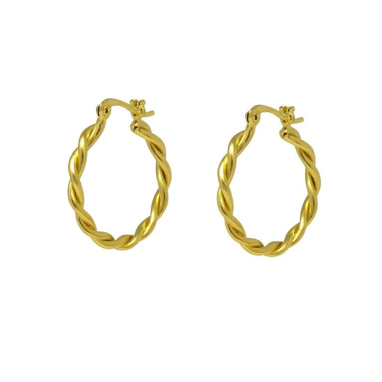 Aro Argolla Trenzada Enchapada en oro de 18k 30mm diametro Dorado 30